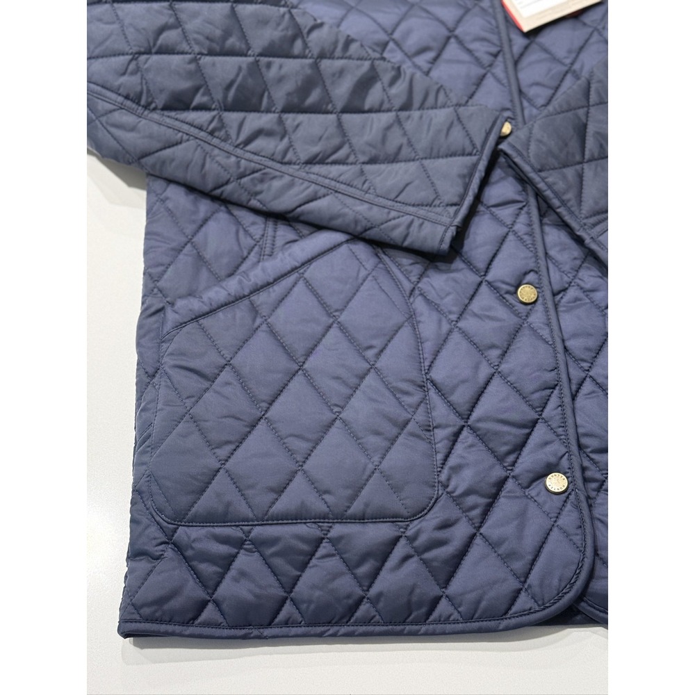 Hunter Rachel Quilted Jacket Women M Blue Snap Button Mid-Length Nylon Coat - Picture 9 of 15